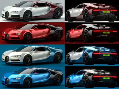Realistic Bugatti Chiron Sport 2021 Collection  3D Model Pack