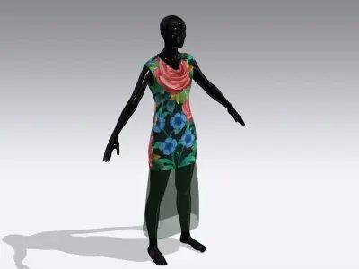 Female Cloth Dress Low-poly 3D model