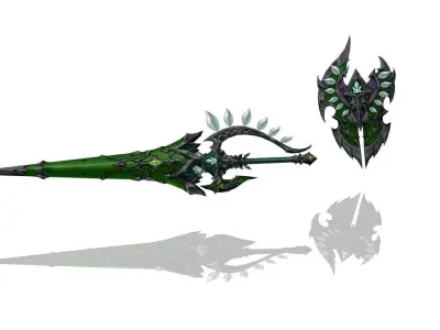 Royal Guard Spear and Shield Low-poly 3D model