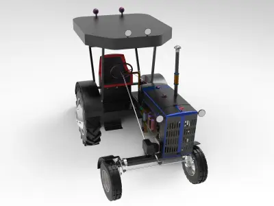 Vintage Tractor CASE Low-poly 3D model