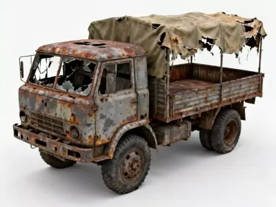 Abandoned Military Logistics Truck 3D Model Low-poly 3D model