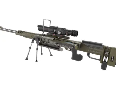 Weapon hard surface machine gun Low-poly 3D model