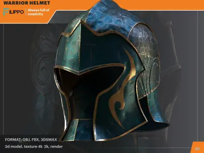 warrior helmet Low-poly 3D model purchase
