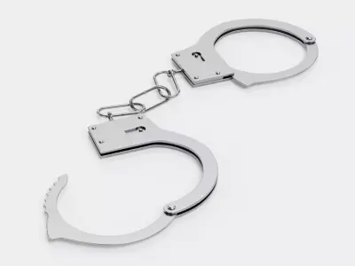 Handcuffs - Realistic Metal Restraint with Chain 3D model