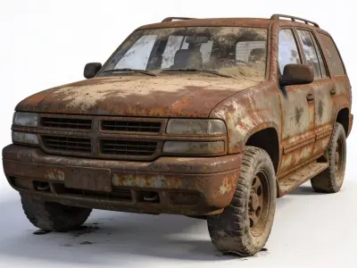 Realistic Rusty Abandoned SUV 3D Model Low-poly 3D model purchase