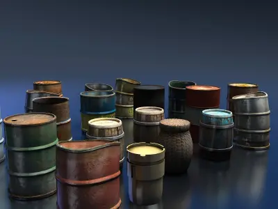 Barrels box of Low-poly 3D model