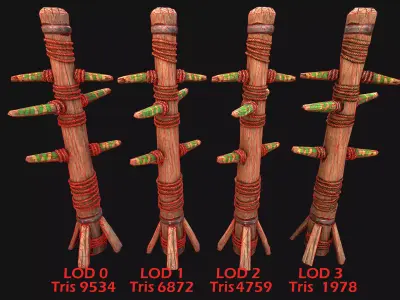 Medieval Training Dummy Wooden Furniture Low-poly 3D model