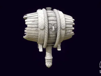 Barrel Hammer Stylized Model Low-poly 3D model