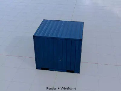 Shipping Container gentian blue 6ft Low-poly 3D model