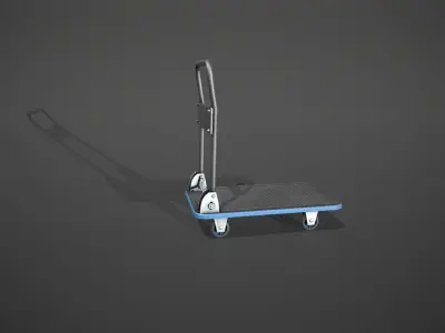 Folding Platform Truck Trolley - Blue Accents Low-poly 3D model