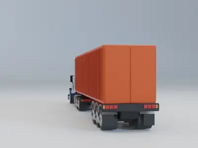 American Semi-Trailer Cargo Truck Classic Lowpoly Low-poly 3D model