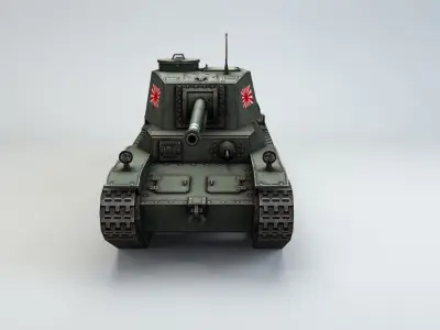 Low Poly Type 3 Chi Nu medium tank Low-poly 3D model