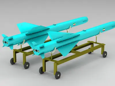 KOWSAR - ZAFAR Iranian Anti-Ship Cruise Missiles Low-poly 3D model