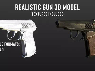 Makarov Pistol Low-poly 3D model