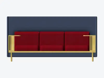 Sofa - Contemporary - Flame - - Work Shelf - Leftand Right Low-poly 3D model