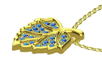 Leaf Diamond Gold Pendant Design 3D print model