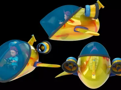 Aqua Jet ProSleek Futuristic Submarine Pod toon LOW POLY Low-poly 3D model