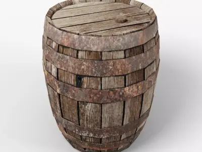 Old Barrel low-poly Low-poly 3D model