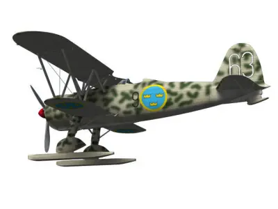 Fiat CR42 Falco Swedish Air Force 3D model