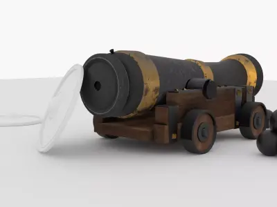 cannon with balls in it Low-poly 3D model