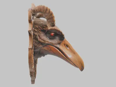 Stylized Bird Skull head wall mount Mask 3D Model Low-poly 3D model