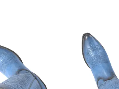 Blue Western Boots 3D model