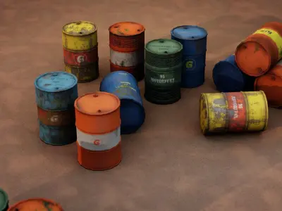 Oil Barrel Prop Low-poly 3D model