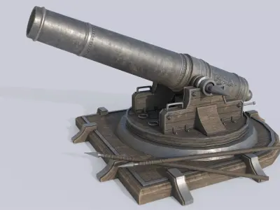 Fantasy cannon Low-poly 3D model