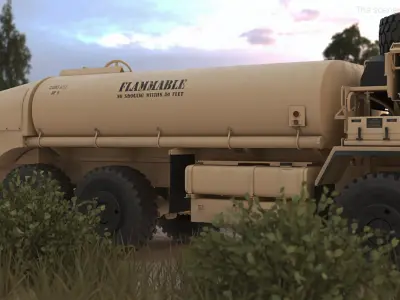 Military Fuel Tank Trailer Module Pump Unit Rigged for Cinema 4D 3D model