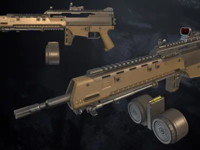 GM 63 Assault Rifle Low-poly 3D model