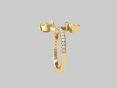  Pear 2 Stone Ring 3D print model