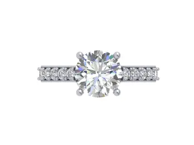 Solitaire Engagement Art Deco Ring 3D print model 61