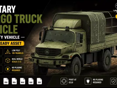 Military Cargo Truck Vehicle Army Game Ready Low-poly 3D model