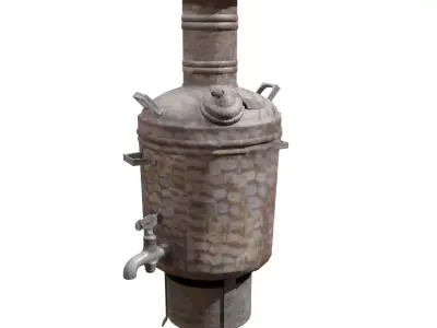 Low Poly 3d Boiler in Indian Tea Shops Low-poly 3D model