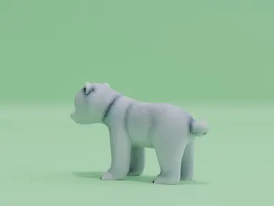Baby Polar Bear Cute White Low-poly 3D model