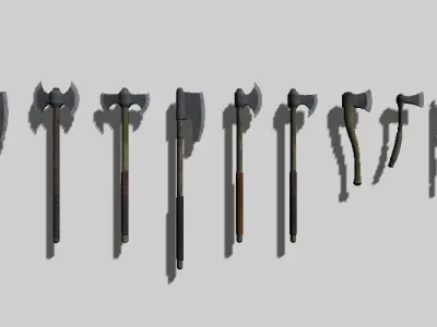 MedievalWeaponPack axes 3D model