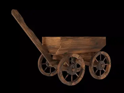 Vintage wooden Cart Low-poly 3D model purchase