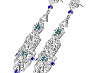 Antique Art Deco Diamond Stud Earring 3D print model
