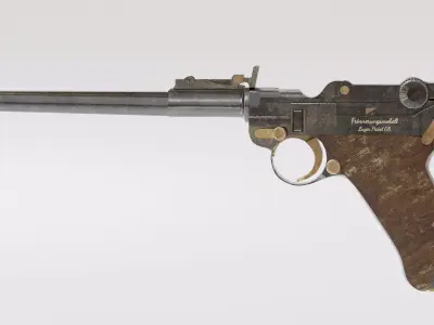 The Luger Pistol Long Barreled 9mm Low-poly 3D model