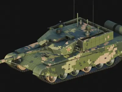 Type 99A Chinese Main Battle Tank Low-poly 3D model