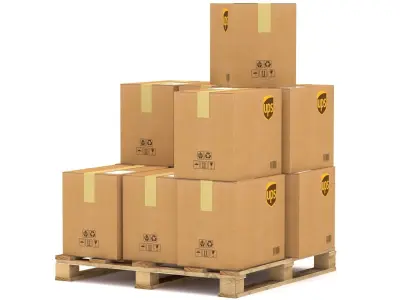 UPS Cardboard Box with Pallet 3D model
