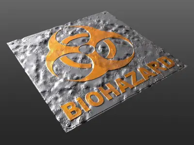 Metal rusty dented biohazard Sign Sci-Fi Seamless PBR Texture Texture