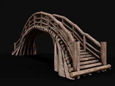 Wood Log Bridge Low-poly 3D model