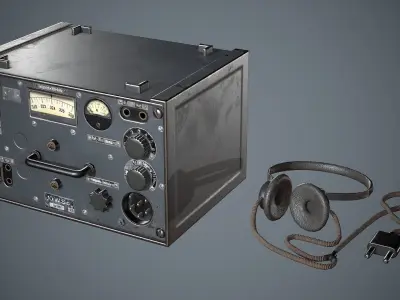 Radiostation WW2 Low-poly 3D model