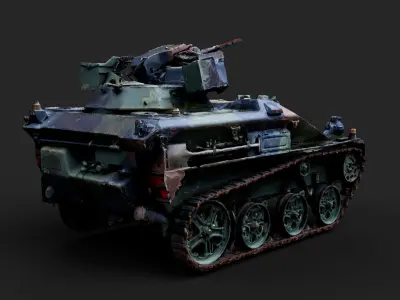 military drone tank machine gun vehicle PBR photogrammetry Low-poly 3D model