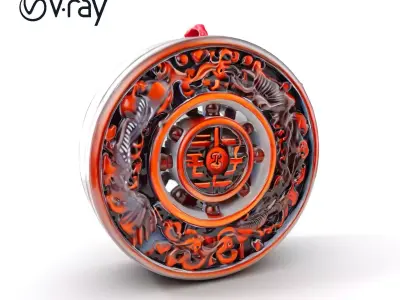 Intricate Wooden Art Wheel Model Pack Low-poly 3D model