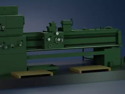 Industrial Lathe Machine High Quality 3D Model Low-poly 3D model