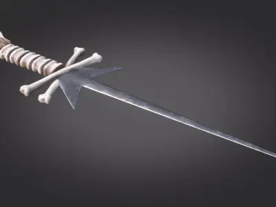 Stylized Medieval Sword melee weapon game ready Low-poly 3D model