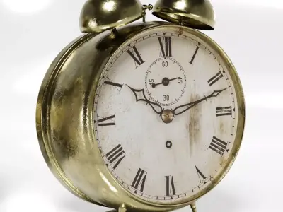 Vintage Roman Numeral Alarm Clock - Low Poly 3D Model Low-poly 3D model