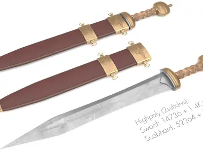 Roman sword Low-poly 3D model purchase